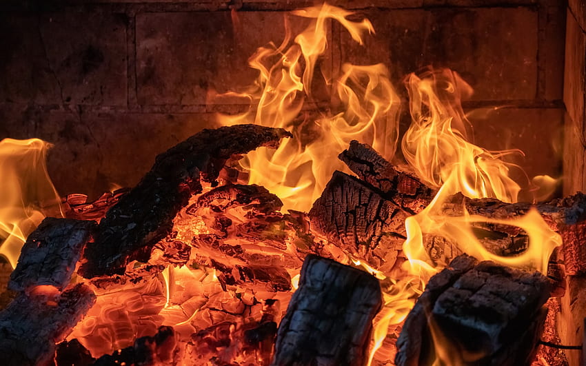 leña ardiente, fuego en la chimenea, hoguera, llamas, conceptos de fuego, fuego fondo de pantalla