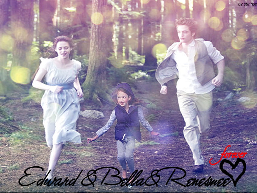 Edward & Bella & Renesmee {Przed Świtem}, zmierzch, edward, rozrywka, nessie, filmy, bella, łamanie Tapeta HD
