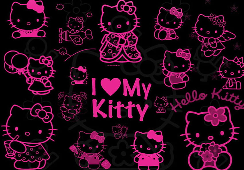 Of Hello Kitty Pink And Black Love HD wallpaper | Pxfuel
