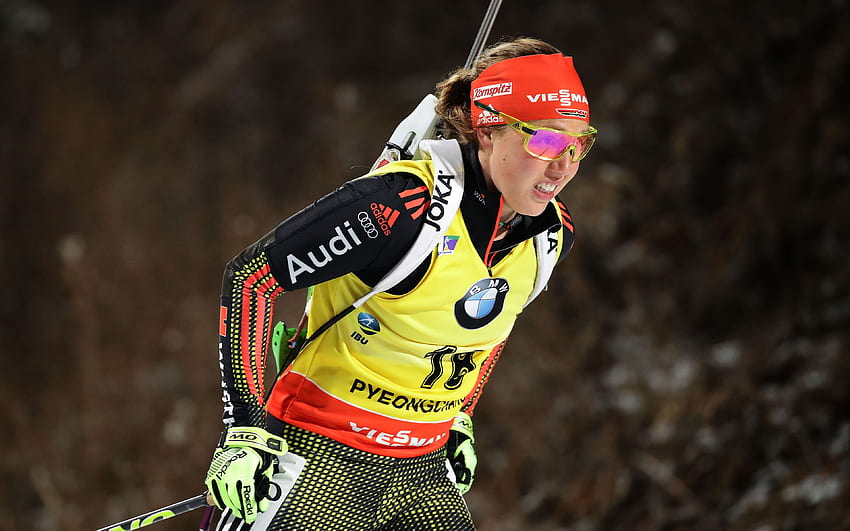 Laura Dahlmeier, biatleta tedesca, mondiale, biathlon Sfondo HD