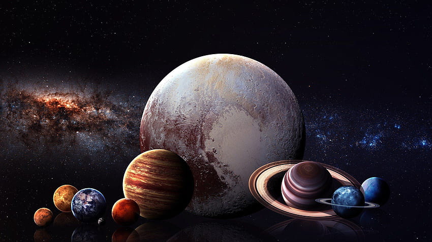 ศิลปะดิจิตอล, ศิลปะอวกาศ, ดาวเคราะห์, อวกาศ, ดวงดาว, ระบบสุริยะ, ทางช้างเผือก, ดาวพุธ, ดาวศุกร์, โลก, ดาวอังคาร, ดาวพฤหัสบดี, ดาวเสาร์, ดาวยูเรนัส, ดาวเนปจูน, ดาวพลูโต, ดวงจันทร์, สะท้อน / และมือถือ & วอลล์เปเปอร์ HD
