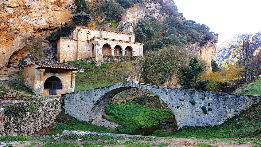 Castle at Tobera, Spain, spain, bridge, castle, rocks HD wallpaper