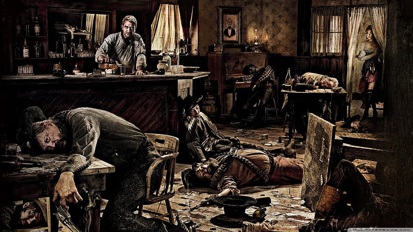 Old West Saloon Shoot Out, Western-Cowboy-Szene HD-Hintergrundbild