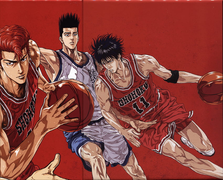 anime, Sports, Basketball, Group, Guys, Slam, Dunk, Series, Hanamichi, Sakuragi, Character, Akira, Sendo / and Mobile Background, Slam Dunk Manga HD wallpaper