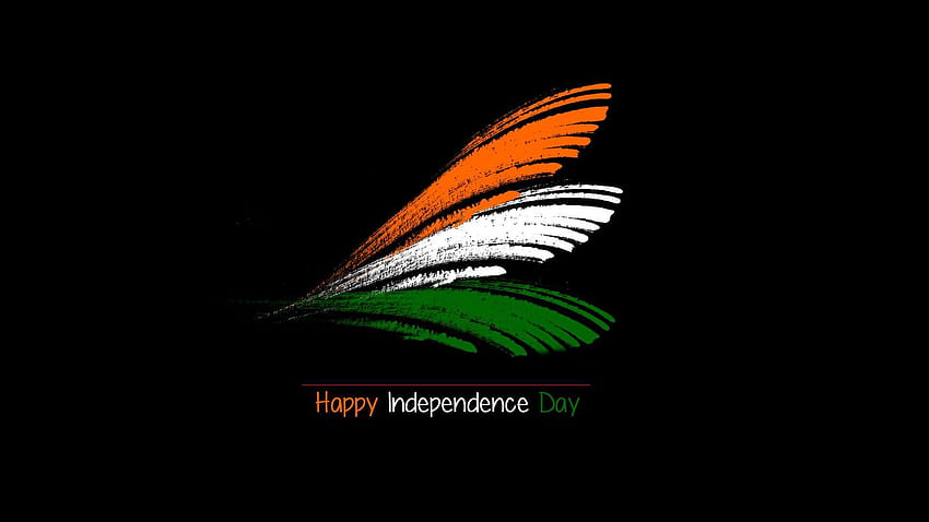 Patriotischer und Gruß-Unabhängigkeitstag - indischer Flaggen-schwarzer Hintergrund HD-Hintergrundbild