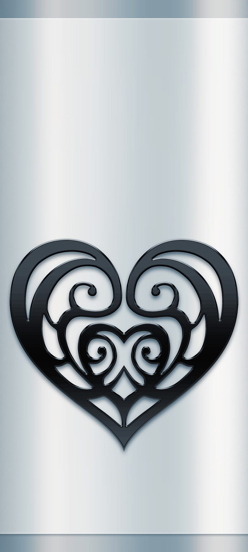 Black Heart, love, symbol, ornament, premium, curve, metal, valentine HD phone wallpaper