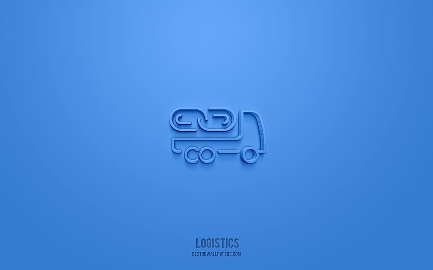 logistics 3d icon, blue background, 3d symbols, logistics, business icons, 3d icons, logistics sign, business 3d icons HD wallpaper