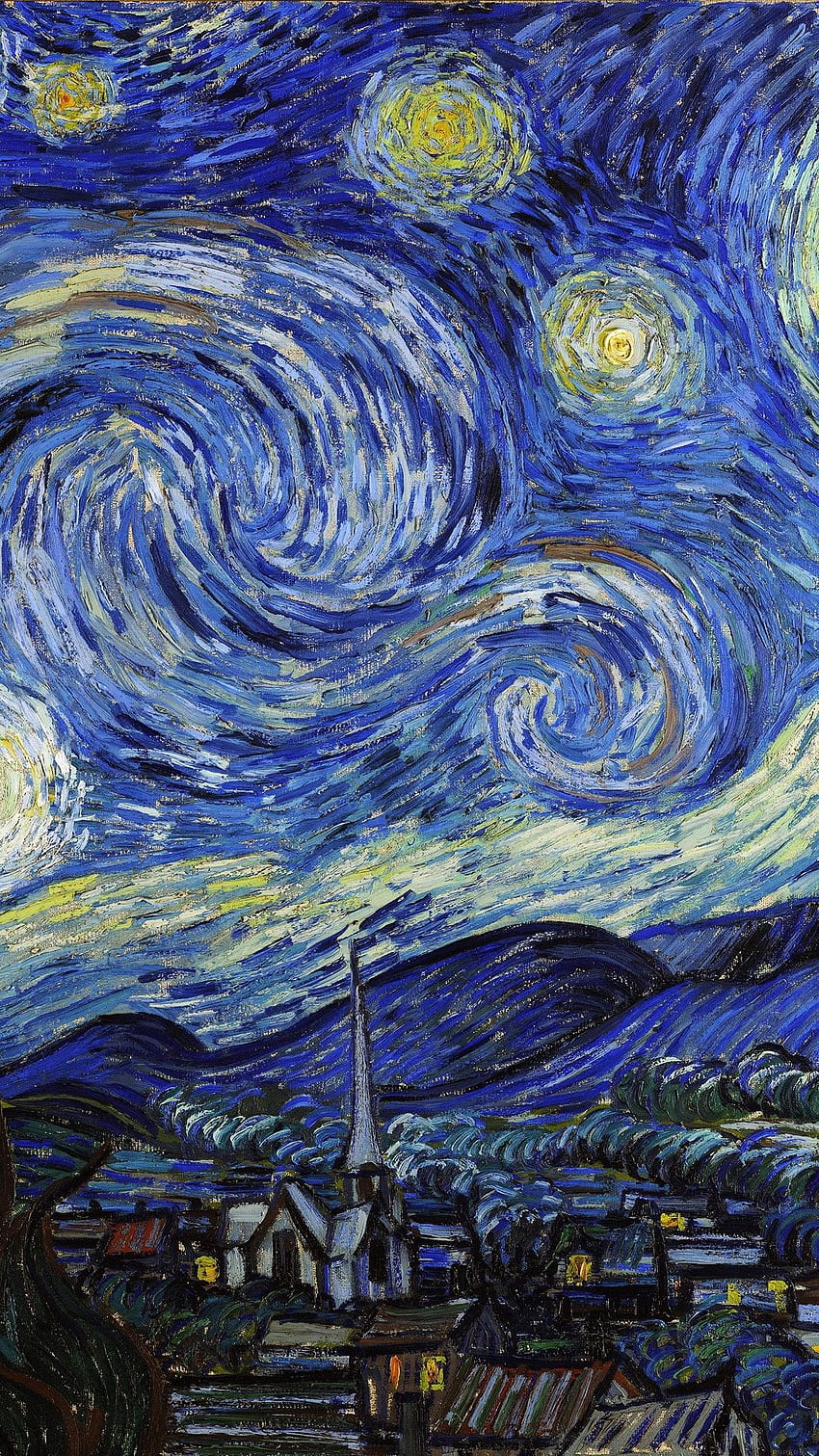 Vincent Van Gogh Starry Night iPhone วินเซนต์ แวน โก๊ะ ค่ำคืนแห่งดวงดาว วอลล์เปเปอร์โทรศัพท์ HD