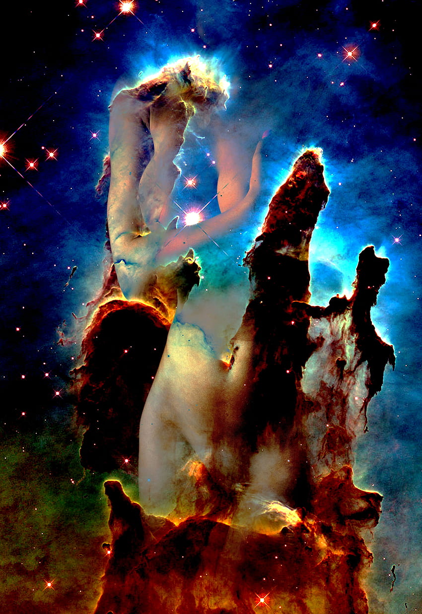 創造の柱。 Pat R. Steiner、Pillars of Creation Hubble HD電話の壁紙