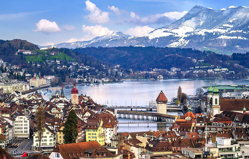 montañas, lago, Suiza, panorama, Lucerna fondo de pantalla