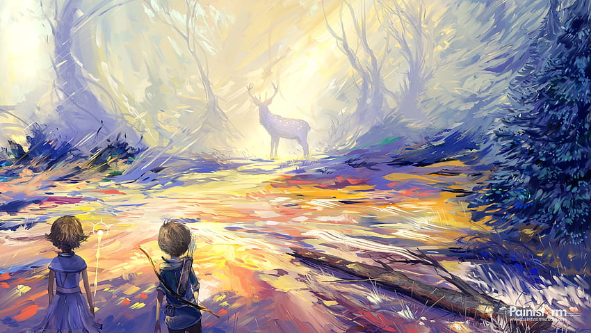 Art, Hunting, Hunt, Deer, Child HD wallpaper