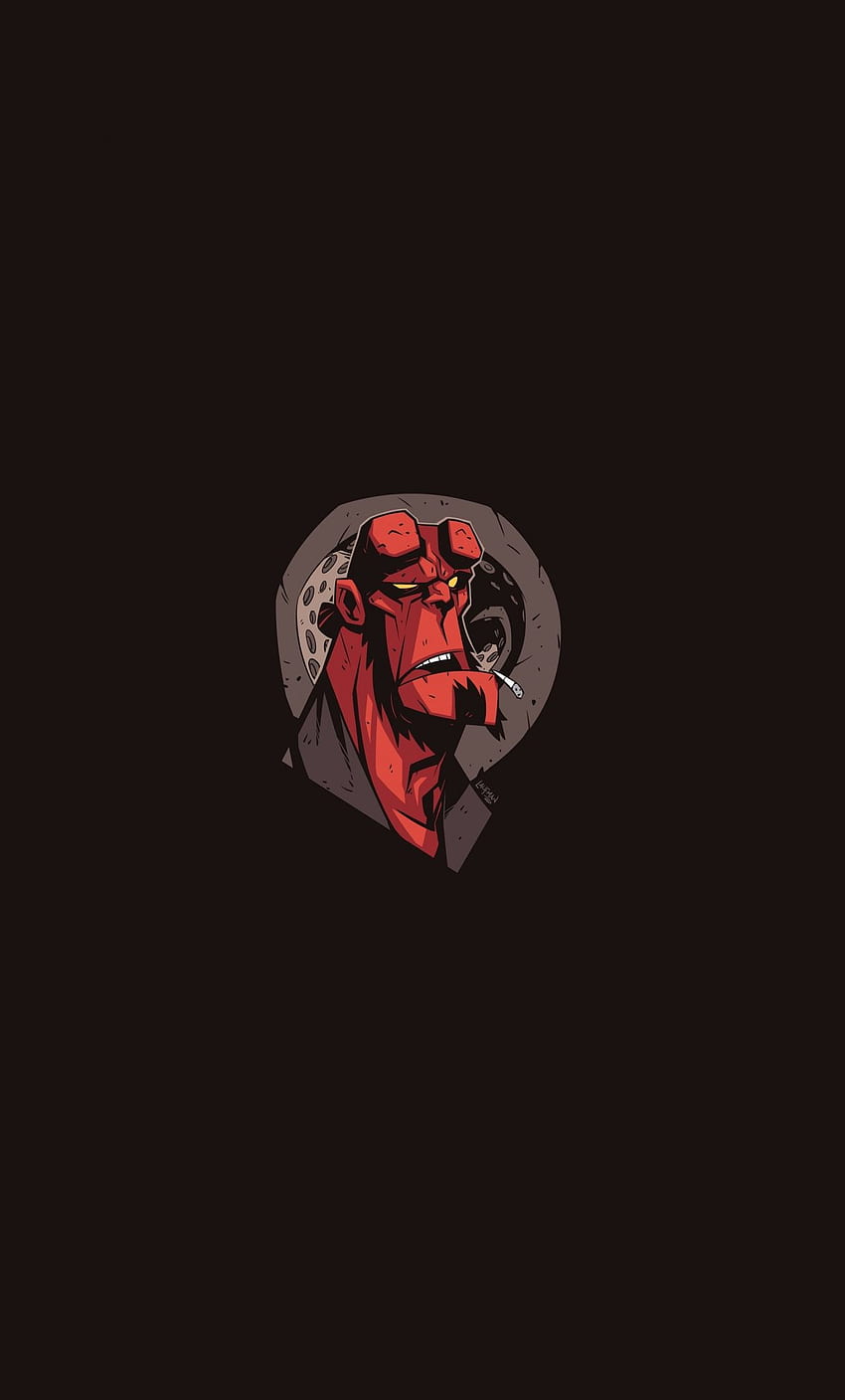 Hellboy, Lazy, Minimal, - Illustration HD phone wallpaper