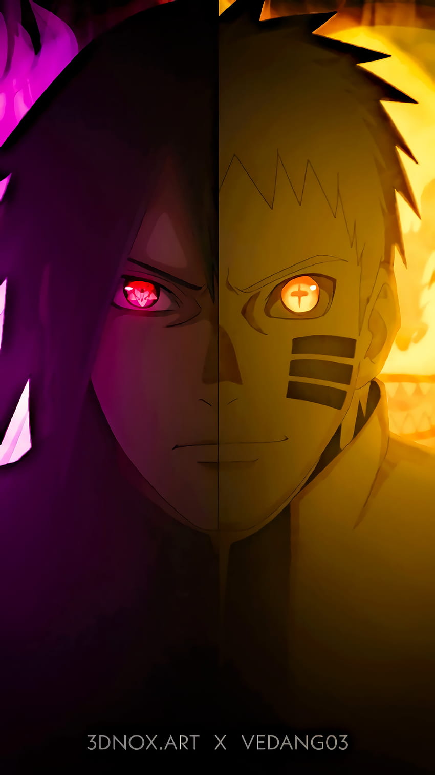 Naruto & Sasuke, olho, lábio, animeart Papel de parede de celular HD