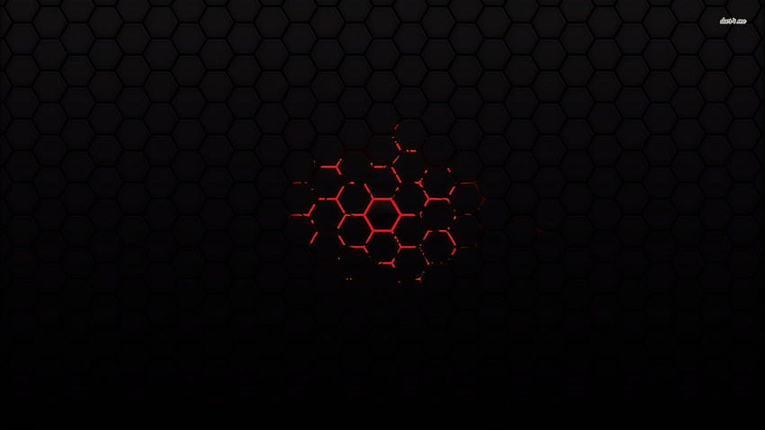 Padrão de favo de mel vermelho sobre preto, Hex vermelho papel de parede HD