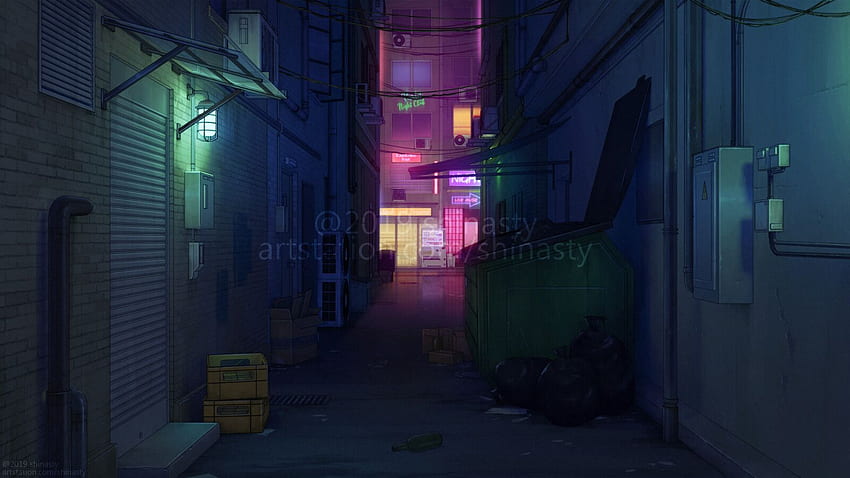 ArtStation - Sokak arka planı, Anastasia Ermakova, Sokak Anime HD duvar kağıdı