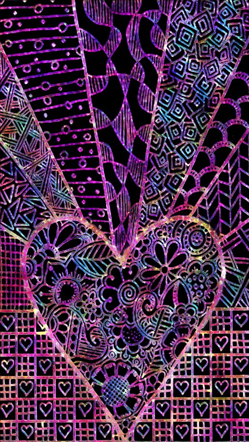 Zentangle Heart Galaxy, made by me HD phone wallpaper