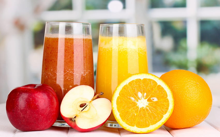 *** Jus ***, apel, jeruk, jus, makanan, minuman Wallpaper HD