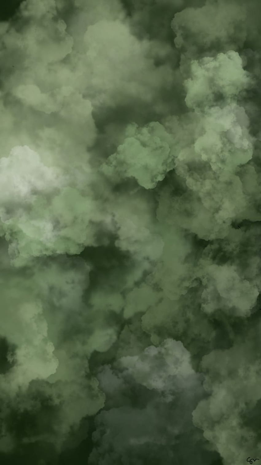 Зелени облаци. Естетика на ментово зелено, тъмно зелено, маслинено зелено HD тапет за телефон