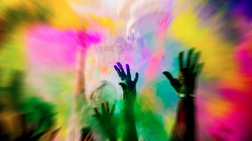 Farbgrafik übergibt Menschen abstraktes Pulver, Pulverfarbe HD-Hintergrundbild
