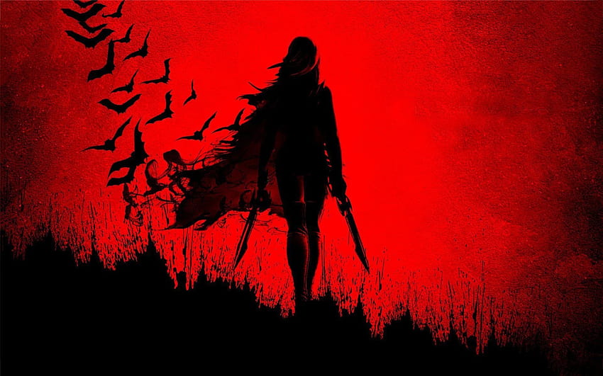 Anime Blade Girl Shadow Wide Red Sword . . 683479. ATAS, Gadis Merah Keren Wallpaper HD