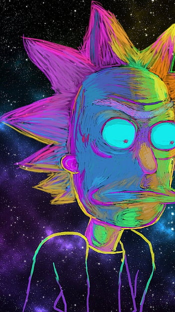 Rick and Morty tripy, apple, cartoon, ceu, desenho, deus, drugs