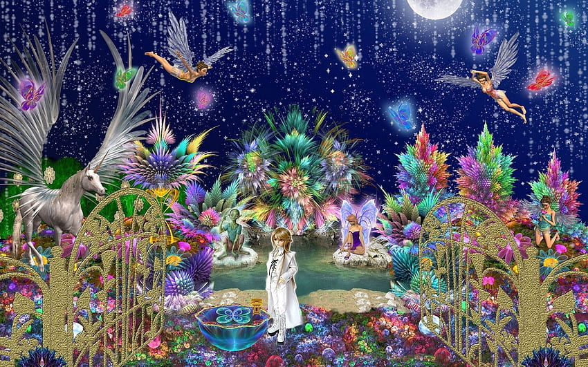 Magical garden fairy HD wallpaper