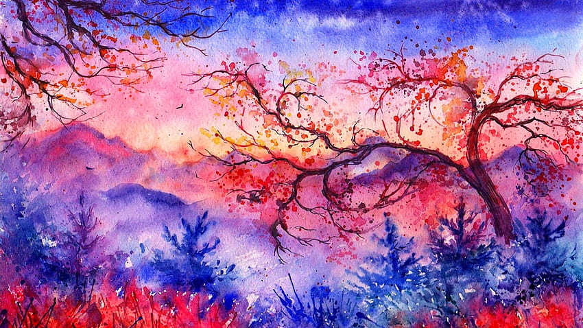 Forests: Fruit Forest Autumn Landscape Colors Painting Chill Pastel, Pastel Art HD wallpaper