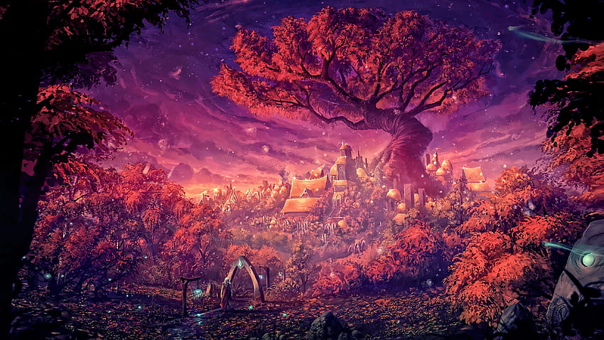 Fantasy, dreamy forest, painting, art HD wallpaper