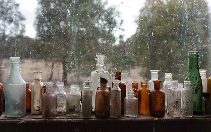 Glass, Window Sill, Windowsill, Collection, Bottle, Bottles, Container, Tare HD wallpaper