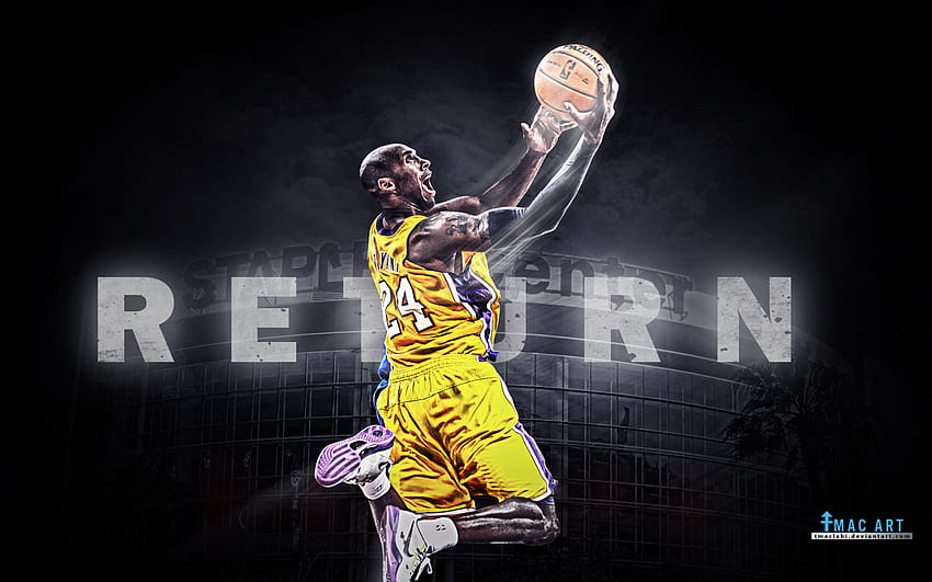 Hình nền Kobe Bryant với nền đen sẽ tôn lên tính chuyên nghiệp, ấn tượng của Kobe trong màu áo đội chủ nhà Los Angeles Lakers. Hãy khám phá bộ sưu tập ảnh nền NBA Kobe Bryant HD để thấy được sự tài năng và khả năng biến hóa của Kobe trên sân.