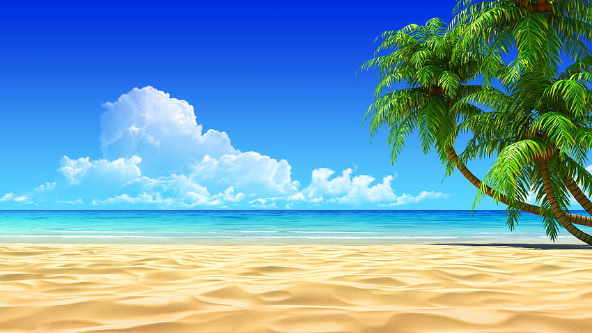 Клипарт за фон на плажа, анимационен плаж HD тапет