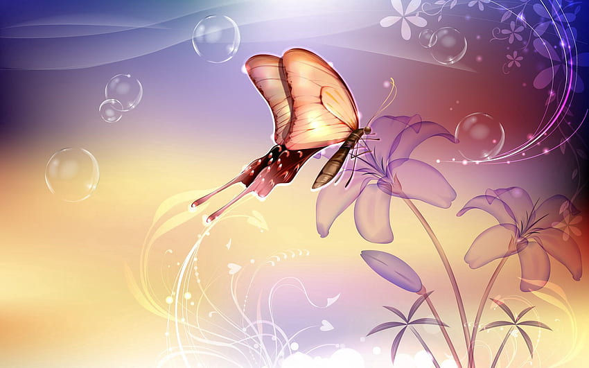 Abstrakt, Blumen, Muster, Flug, Schmetterling HD-Hintergrundbild