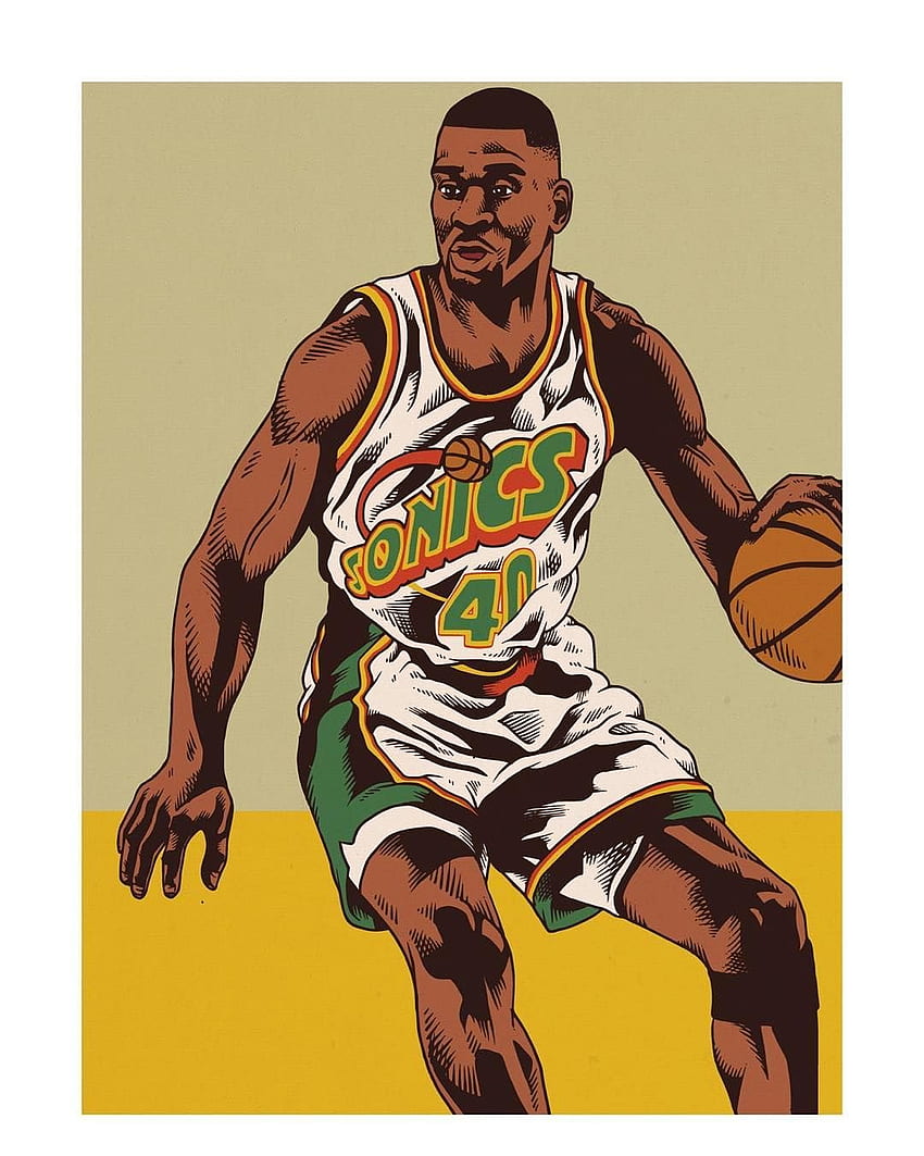 Arturo Torres en Instagram: “Shawn kemp”. Inspiración de diseño deportivo, arte de la NBA, NBA fondo de pantalla del teléfono