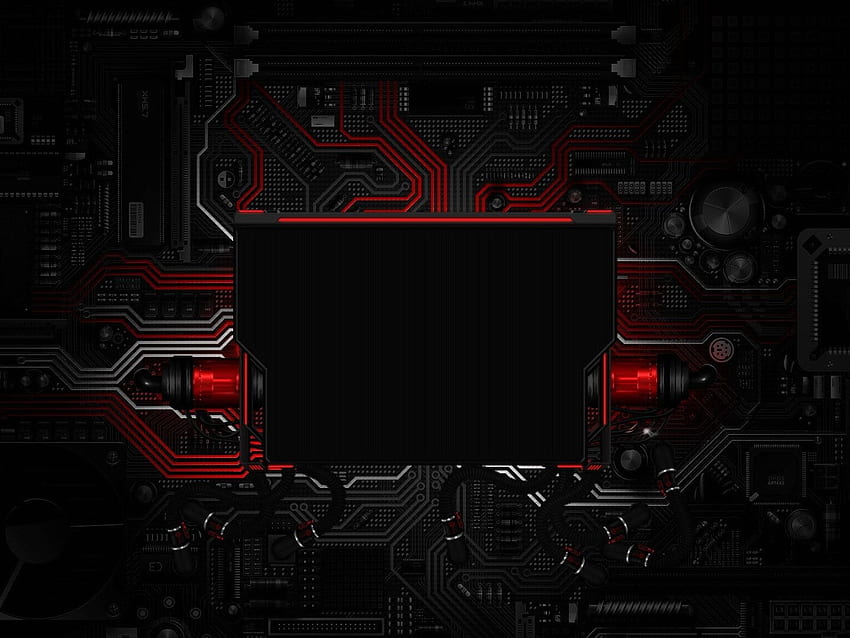 Rote und schwarze Leiterplatten, Schaltkreise, Elektronik, digitale Kunst • Für Sie, für und mobil, Leiterplatte HD-Hintergrundbild