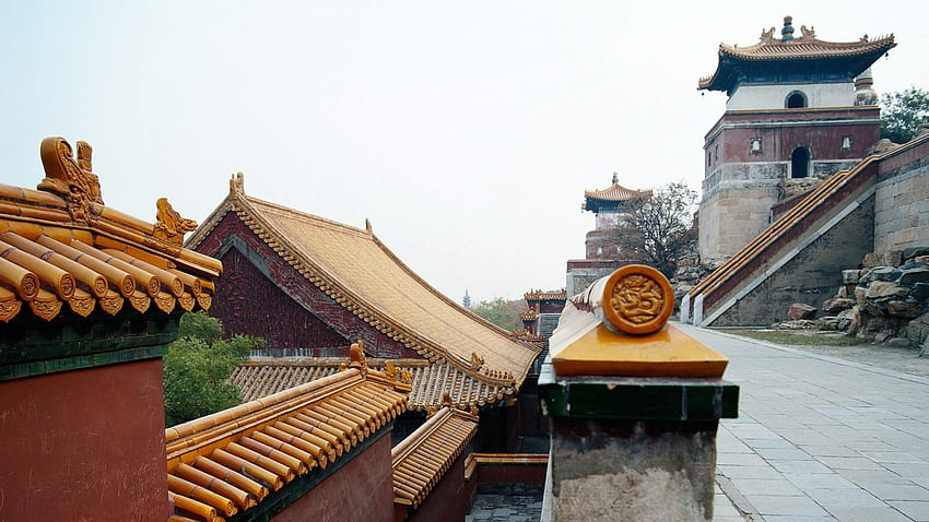중국, 지붕, 구조, 타일 전체, 일본 지붕 타일 HD 월페이퍼
