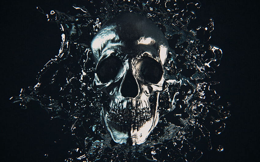 Skull, metal, splash, frozen, dark, Black Metal Skull HD wallpaper | Pxfuel