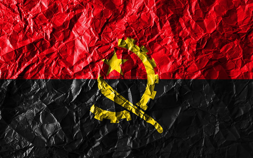 Bandiera dell'Angola, carta stropicciata, paesi africani, creativi, bandiera dell'Angola, simboli nazionali, Africa, bandiera dell'Angola 3D, Angola per con risoluzione. Alta qualità Sfondo HD