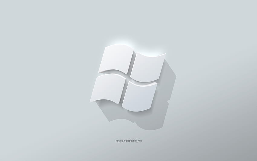 Старо лого на Windows, бял фон, старо 3d лого на Windows, 3d изкуство, Windows, емблема на Windows PS, лого на Windows HD тапет