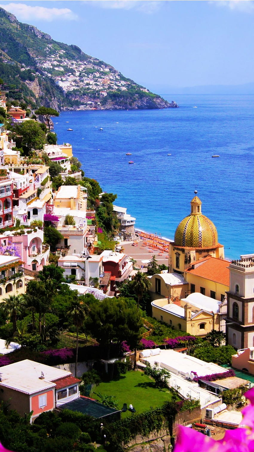 cathedral, home, rock, city, italy, amalfi, italy, Amalfi Coast HD phone wallpaper