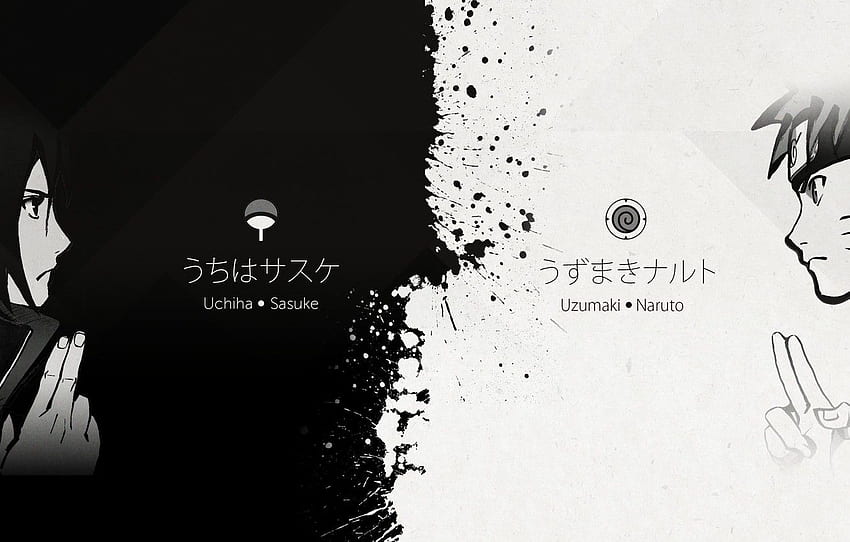 NINJA, NARUTO: SHIPPŪDEN, SASUKE UCHIHA para su sección арт, Naruto y Sasuke Dual Screen fondo de pantalla