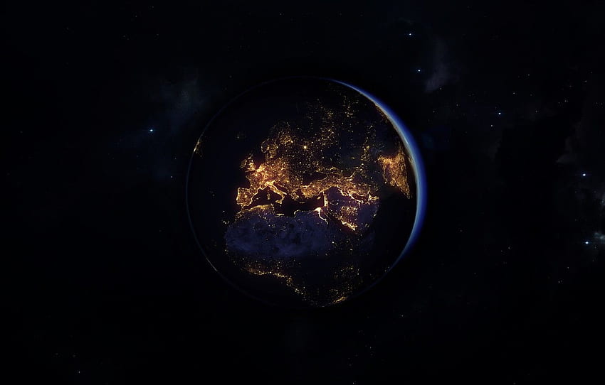 Night, Planet, Space, Earth, Background, Art, Space, Art, Earth, Planet, Lighting, Planet Earth, Ian Smith, by Ian Smith for , section космос, Planet Earth 2 HD wallpaper