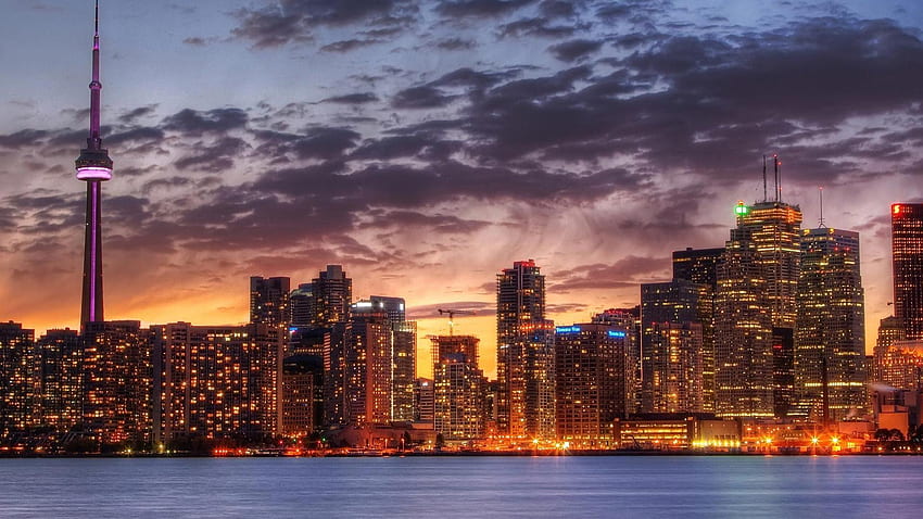 Toronto Skyline At Sunset HD wallpaper