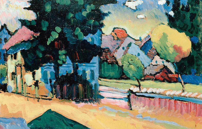 道路, 家, , ワシリー・カンディンスキー, 抽象的, ムルナウの眺め, セクション живопись 高画質の壁紙