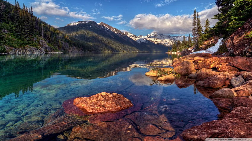 Lac de montagne avec une nature d'eau claire. . 1323757. HAUT Fond d'écran HD