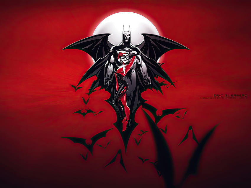 batman & harley quinn, flight, bats, artwork, , , background, f3Dcd2, Dark Harley Quinn HD wallpaper