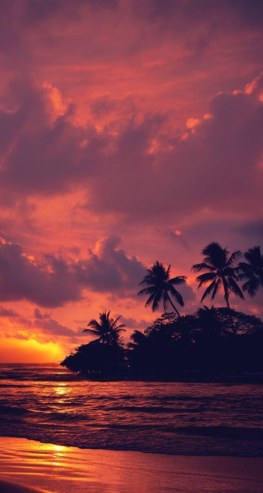 Aloha Beach Zachód słońca iPhone Tło Ekran blokady - Zachód słońca, Hawaje Zachód słońca Tapeta na telefon HD