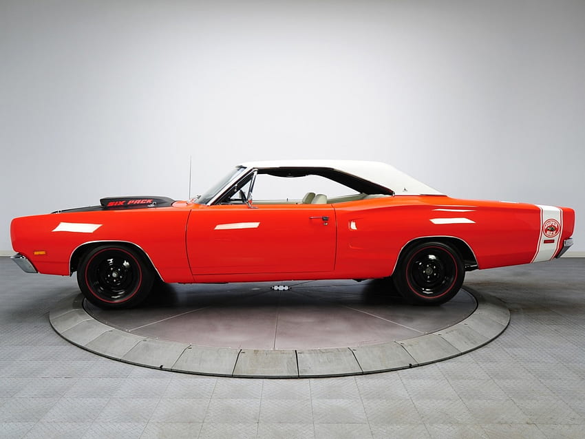 1969-Dodge-Coronet-440-Super-Bee, Mopar, White Top, Classic, Red HD wallpaper