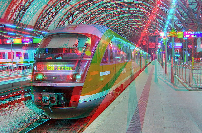 Local Train R 3D by zour. 3D red, 3D graphy, 3D , Red and Cyan HD wallpaper
