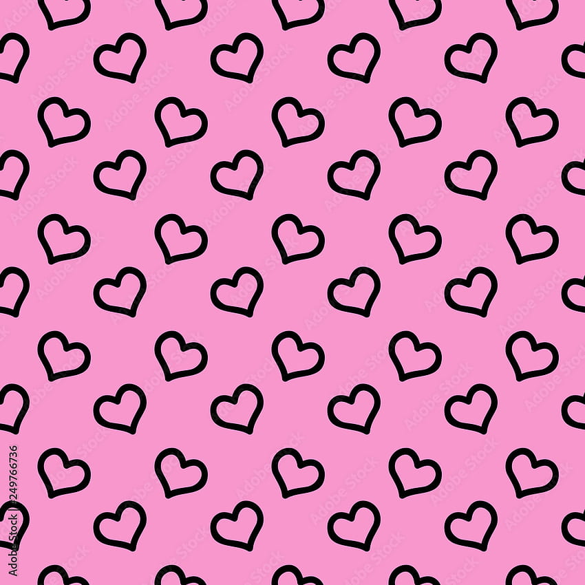 hearts on a pink background seamless pattern. Packaging design for gift wrap. Vector illustration. Lol doll style. Stock Vector HD phone wallpaper