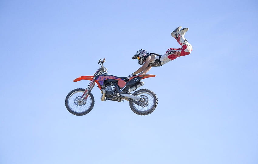 the sky, maneuver, rider, motocross, style, FMX, extreme sports, Superman Double Seat Grab for , section спорт - HD wallpaper
